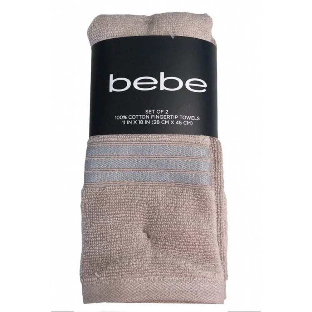 Bebe Fingertip Towels Guest Bathroom Summer House Beige Gray 11x18